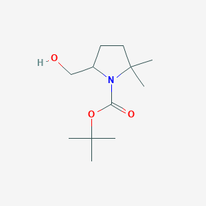 molecular formula C12H23NO3 B13556172 Tert-butyl 5-(hydroxymethyl)-2,2-dimethylpyrrolidine-1-carboxylate 