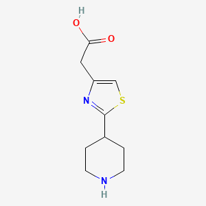 molecular formula C10H14N2O2S B13556265 2-(2-(Piperidin-4-yl)thiazol-4-yl)acetic acid 