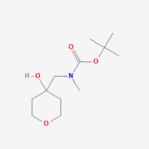 molecular formula C12H23NO4 B13556413 tert-butyl N-[(4-hydroxyoxan-4-yl)methyl]-N-methylcarbamate 
