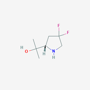 molecular formula C7H13F2NO B13556450 2-[(2S)-4,4-difluoropyrrolidin-2-yl]propan-2-ol 