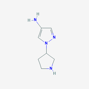 molecular formula C7H12N4 B13556468 1-(pyrrolidin-3-yl)-1H-pyrazol-4-amine 