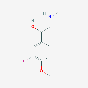 molecular formula C10H14FNO2 B13556590 1-(3-Fluoro-4-methoxyphenyl)-2-(methylamino)ethan-1-ol 