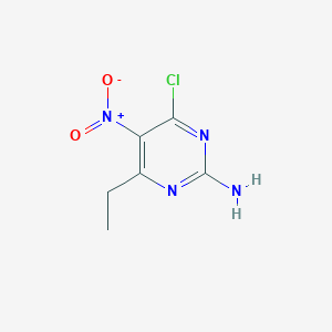 molecular formula C6H7ClN4O2 B13556976 4-Chloro-6-ethyl-5-nitropyrimidin-2-amine 