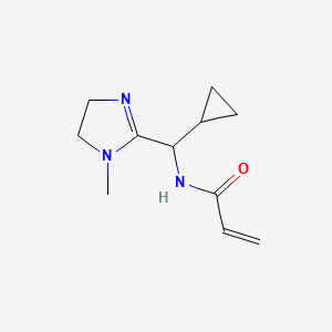 molecular formula C11H17N3O B13557034 N-[cyclopropyl(1-methyl-4,5-dihydro-1H-imidazol-2-yl)methyl]prop-2-enamide 