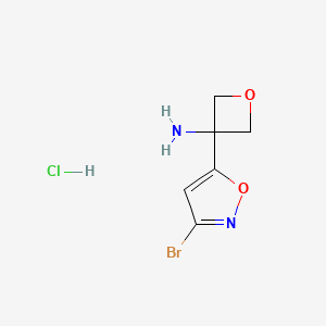 molecular formula C6H8BrClN2O2 B13557582 3-(3-Bromo-1,2-oxazol-5-yl)oxetan-3-amine hydrochloride 