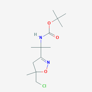 molecular formula C13H23ClN2O3 B13557653 tert-butylN-{2-[5-(chloromethyl)-5-methyl-4,5-dihydro-1,2-oxazol-3-yl]propan-2-yl}carbamate 