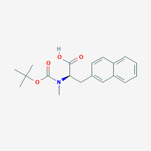 molecular formula C19H23NO4 B135579 (2R)-2-[methyl-[(2-methylpropan-2-yl)oxycarbonyl]amino]-3-naphthalen-2-ylpropanoic acid CAS No. 147577-61-5