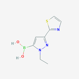 molecular formula C8H10BN3O2S B13557949 (1-Ethyl-3-(thiazol-2-yl)-1H-pyrazol-5-yl)boronic acid 