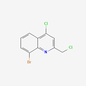 molecular formula C10H6BrCl2N B13557993 8-Bromo-4-chloro-2-(chloromethyl)quinoline 