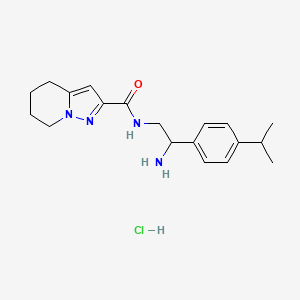 molecular formula C19H27ClN4O B13558027 N-{2-amino-2-[4-(propan-2-yl)phenyl]ethyl}-4H,5H,6H,7H-pyrazolo[1,5-a]pyridine-2-carboxamide hydrochloride 