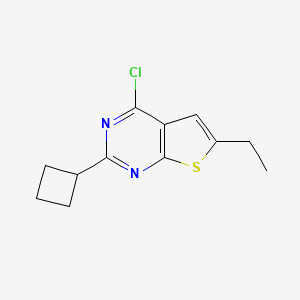 molecular formula C12H13ClN2S B13558499 4-Chloro-2-cyclobutyl-6-ethylthieno[2,3-d]pyrimidine 