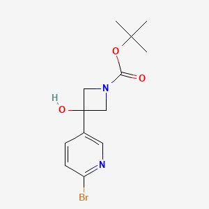 molecular formula C13H17BrN2O3 B13558647 tert-Butyl 3-(6-bromopyridin-3-yl)-3-hydroxyazetidine-1-carboxylate 