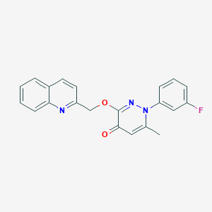 molecular formula C21H16FN3O2 B135588 1-(3-Fluorophenyl)-6-methyl-3-(2-quinolinylmethoxy)-4(1H)-pyridazinone CAS No. 146824-87-5