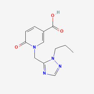 molecular formula C12H14N4O3 B13558841 6-oxo-1-[(1-propyl-1H-1,2,4-triazol-5-yl)methyl]-1,6-dihydropyridine-3-carboxylic acid 