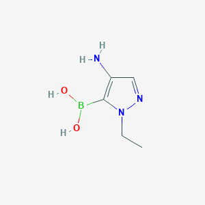 molecular formula C5H10BN3O2 B13558861 (4-amino-1-ethyl-1H-pyrazol-5-yl)boronic acid 