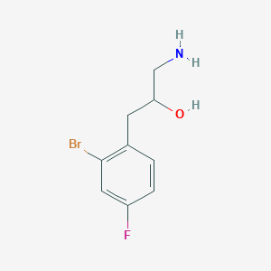 molecular formula C9H11BrFNO B13558867 1-Amino-3-(2-bromo-4-fluorophenyl)propan-2-ol 