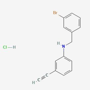 molecular formula C15H13BrClN B13558937 N-[(3-bromophenyl)methyl]-3-ethynylanilinehydrochloride 