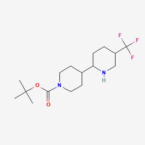 molecular formula C16H27F3N2O2 B13559188 tert-butyl5-(trifluoromethyl)-[2,4'-bipiperidine]-1'-carboxylate,Mixtureofdiastereomers 
