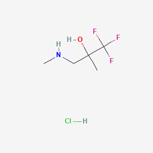 molecular formula C5H11ClF3NO B13559230 1,1,1-Trifluoro-2-methyl-3-(methylamino)propan-2-olhydrochloride 