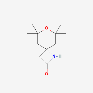molecular formula C11H19NO2 B13559425 6,6,8,8-Tetramethyl-7-oxa-1-azaspiro[3.5]nonan-2-one 