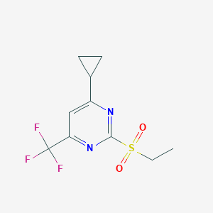 molecular formula C10H11F3N2O2S B1355980 4-Cyclopropyl-2-(ethylsulfonyl)-6-(trifluoromethyl)pyrimidine CAS No. 832737-29-8