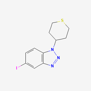 molecular formula C11H12IN3S B13559981 5-iodo-1-(thian-4-yl)-1H-1,2,3-benzotriazole 