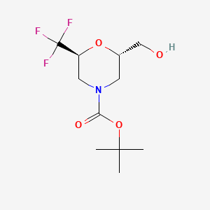 molecular formula C11H18F3NO4 B13560461 tert-butyl(2S,6S)-2-(hydroxymethyl)-6-(trifluoromethyl)morpholine-4-carboxylate 