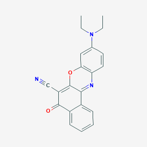 molecular formula C21H17N3O2 B1356058 6-Cyano-9-(diethylamino)-5H-benzo[a]phenoxazin-5-one CAS No. 128119-95-9