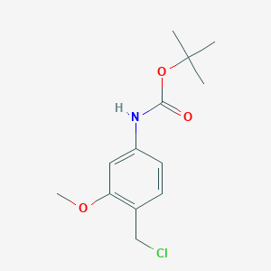 molecular formula C13H18ClNO3 B13560639 tert-Butyl (4-(chloromethyl)-3-methoxyphenyl)carbamate 