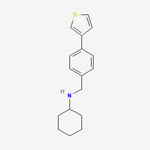 molecular formula C17H21NS B13560715 N-{[4-(thiophen-3-yl)phenyl]methyl}cyclohexanamine 