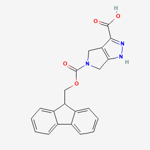molecular formula C21H17N3O4 B13561152 5-{[(9H-fluoren-9-yl)methoxy]carbonyl}-1H,4H,5H,6H-pyrrolo[3,4-c]pyrazole-3-carboxylic acid 