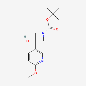 molecular formula C14H20N2O4 B13561219 Tert-butyl 3-hydroxy-3-(6-methoxypyridin-3-yl)azetidine-1-carboxylate 