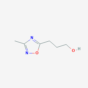 molecular formula C6H10N2O2 B13561280 3-(3-Methyl-1,2,4-oxadiazol-5-yl)propan-1-ol 