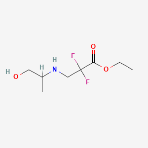 molecular formula C8H15F2NO3 B13561353 Ethyl 2,2-difluoro-3-((1-hydroxypropan-2-yl)amino)propanoate 