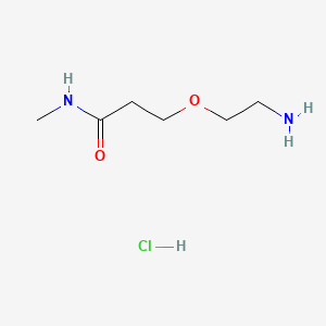 molecular formula C6H15ClN2O2 B13561501 3-(2-aminoethoxy)-N-methylpropanamidehydrochloride 