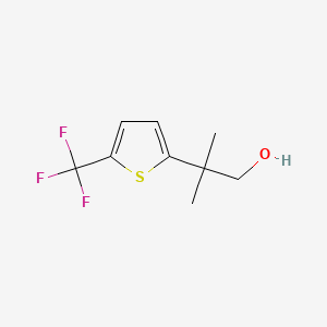 molecular formula C9H11F3OS B13561592 2-Methyl-2-(5-(trifluoromethyl)thiophen-2-yl)propan-1-ol 