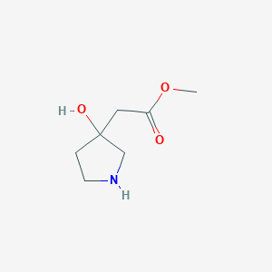 molecular formula C7H13NO3 B13561642 Methyl 2-(3-hydroxypyrrolidin-3-yl)acetate 