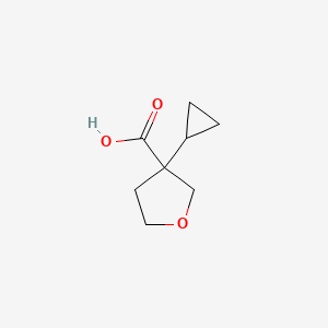 molecular formula C8H12O3 B13561649 3-Cyclopropyloxolane-3-carboxylic acid 