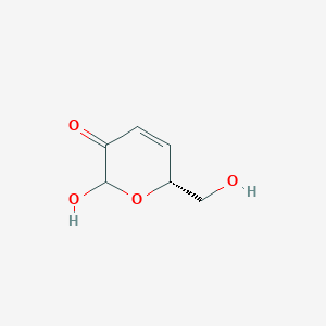 molecular formula C6H8O4 B1356192 (6R)-2-Hydroxy-6-(hydroxymethyl)-2H-pyran-3(6H)-one CAS No. 252006-38-5