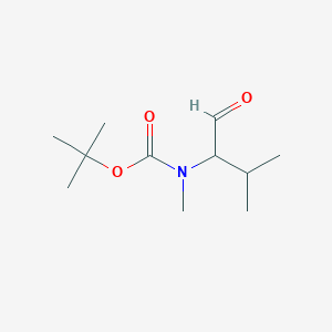 molecular formula C11H21NO3 B13562017 Carbamic acid, (1-formyl-2-methylpropyl)methyl-, 1,1-dimethylethyl ester, (S)- 