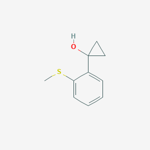 molecular formula C10H12OS B13562094 1-(2-(Methylthio)phenyl)cyclopropan-1-ol 