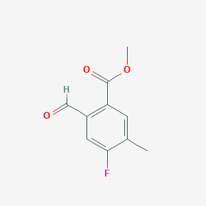molecular formula C10H9FO3 B13562116 Methyl4-fluoro-2-formyl-5-methylbenzoate 