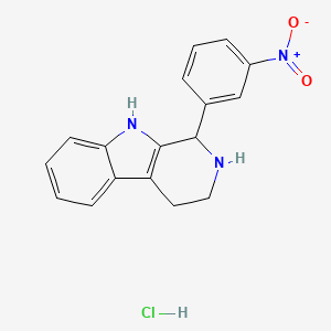 molecular formula C17H16ClN3O2 B1356240 9H-吡啶并(3,4-b)吲哚，1,2,3,4-四氢-1-(间硝基苯基)-，盐酸盐 CAS No. 102207-59-0