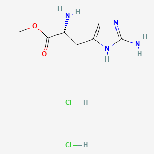 molecular formula C7H14Cl2N4O2 B13562469 methyl(2R)-2-amino-3-(2-amino-1H-imidazol-4-yl)propanoatedihydrochloride 