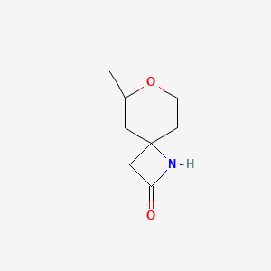 molecular formula C9H15NO2 B13562531 6,6-Dimethyl-7-oxa-1-azaspiro[3.5]nonan-2-one 