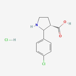 molecular formula C11H13Cl2NO2 B1356260 (3S)-2-(4-Chlorophenyl)-3-pyrrolidinecarboxylic acid hydrochloride 