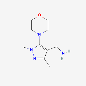 molecular formula C10H18N4O B13562754 [1,3-Dimethyl-5-(morpholin-4-yl)-1h-pyrazol-4-yl]methanamine 