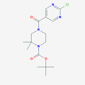 molecular formula C16H23ClN4O3 B13562769 Tert-butyl 4-(2-chloropyrimidine-5-carbonyl)-2,2-dimethylpiperazine-1-carboxylate 