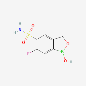 molecular formula C7H7BFNO4S B13562987 6-Fluoro-1-hydroxy-1,3-dihydro-2,1-benzoxaborole-5-sulfonamide 