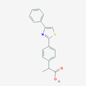 molecular formula C18H15NO2S B135630 alpha-Methyl-4-(4-phenyl-2-thiazolyl)benzeneacetic acid CAS No. 132483-29-5